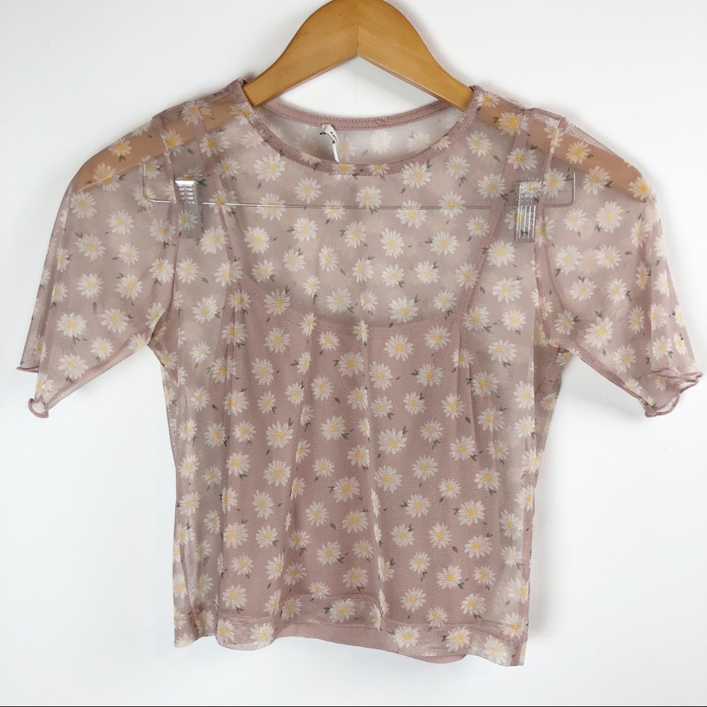 American Eagle Floral Sheer Crop Top